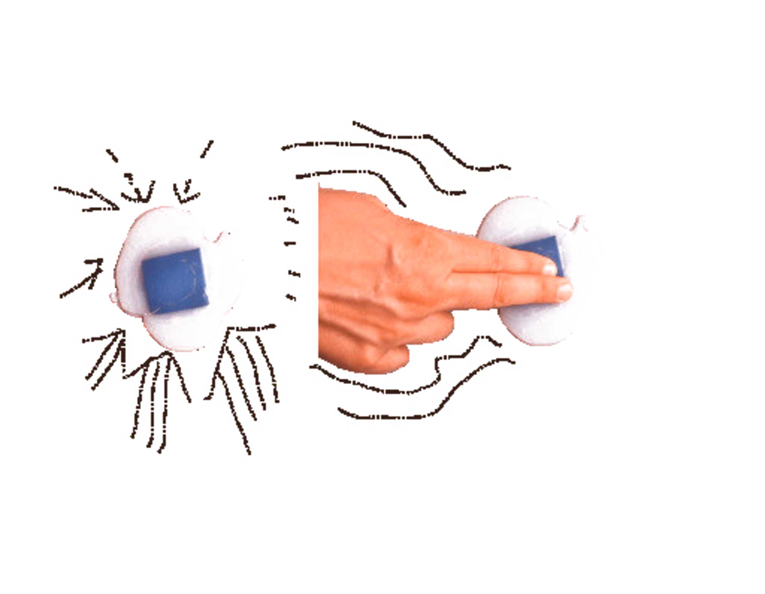 A translucent body needs to be pressed to be activated. The harder you push, the more contact is made.