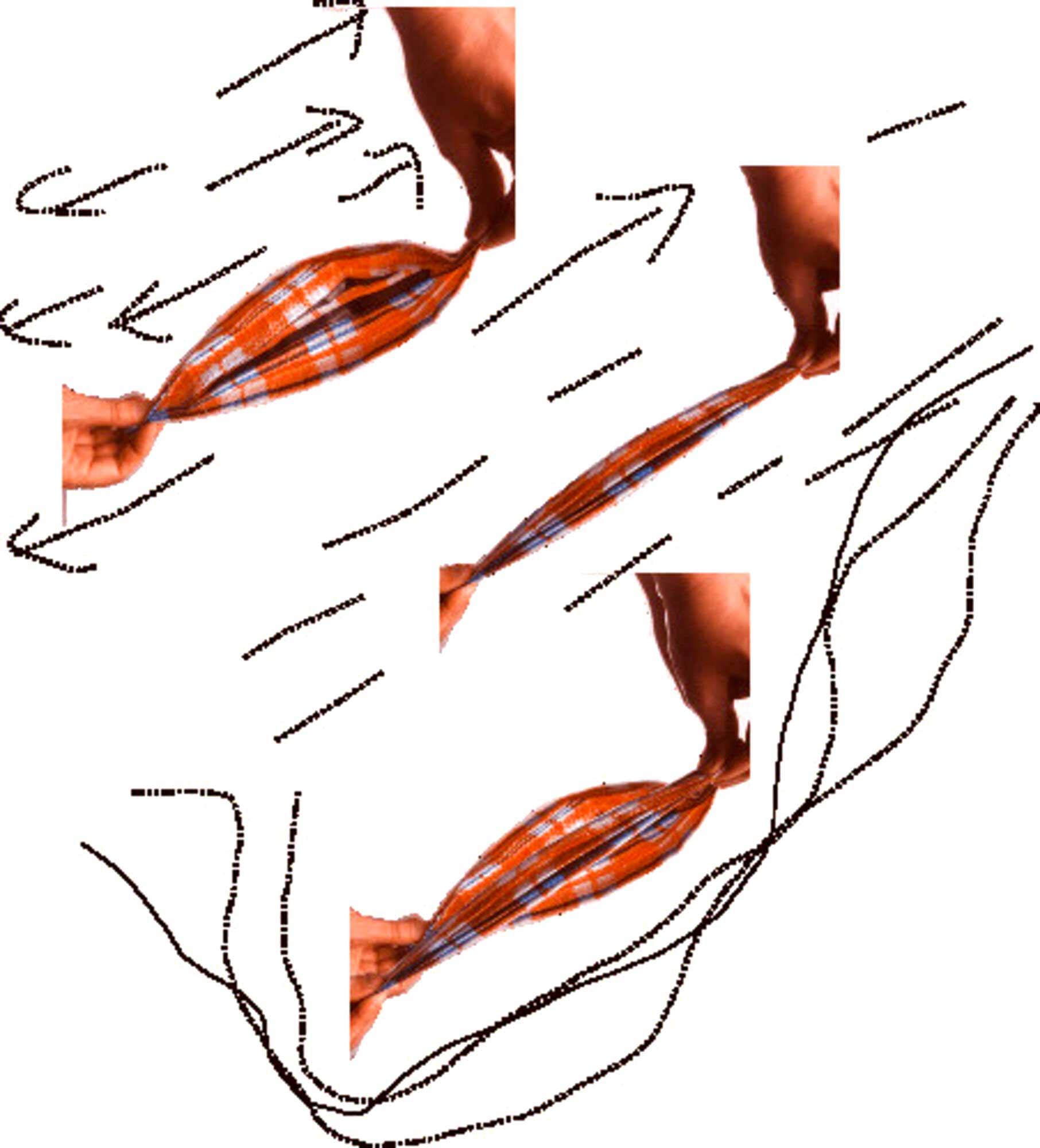 A rigid folded button made with woven colourful plastics. When opened and then pulled swiftly with both hands, the active zones touch and go to their folded position. The conductive fabric layers inside touch.